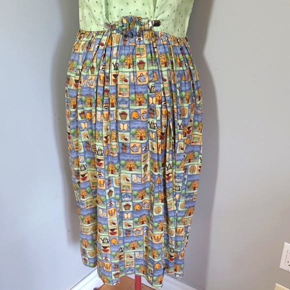 LG 100% Vintage Cotton Dress Teacher Garden Vibrant Patchwork Print Maxi Modest - Picture 11 of 14